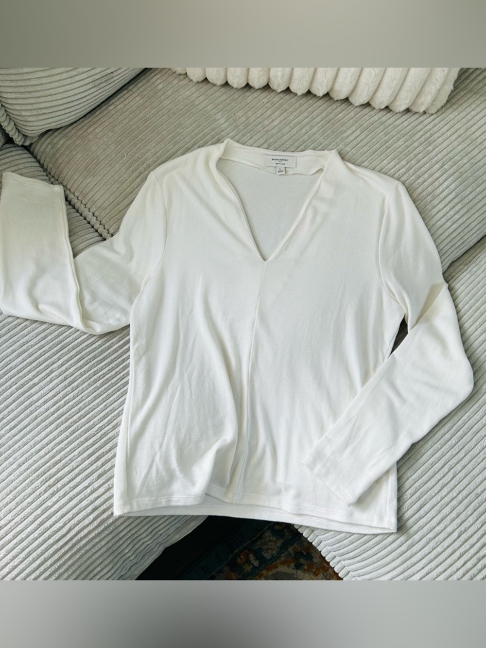 Banana Republic Soft Luxe Ivory V-Neck Sweater